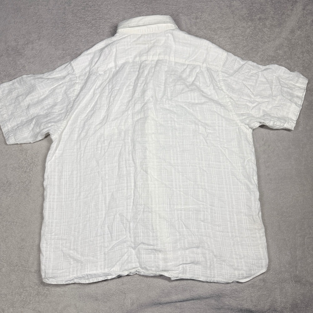 Tommy Bahama Button Up Shirt Mens XL White 100% Linen Short Sleeve Plaid Camp - Picture 6 of 7